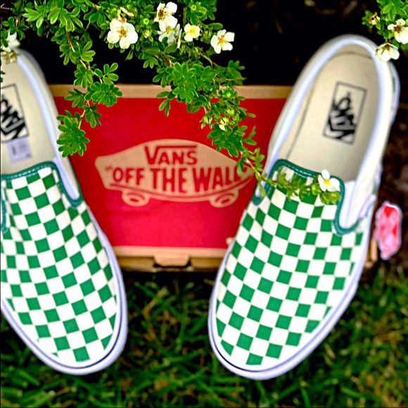 Vans Other - LAST! NWT Vans Checkerboard Grass Green Slip-On